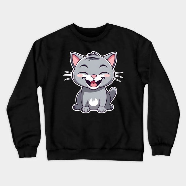 cute cat laughing Crewneck Sweatshirt by Majkel&Majkel